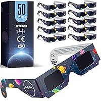 Solar Eclipse Glasses (50 Pack) CE and ISO Certified, Safe Shades for Direct Sun Viewing 2024 Approved