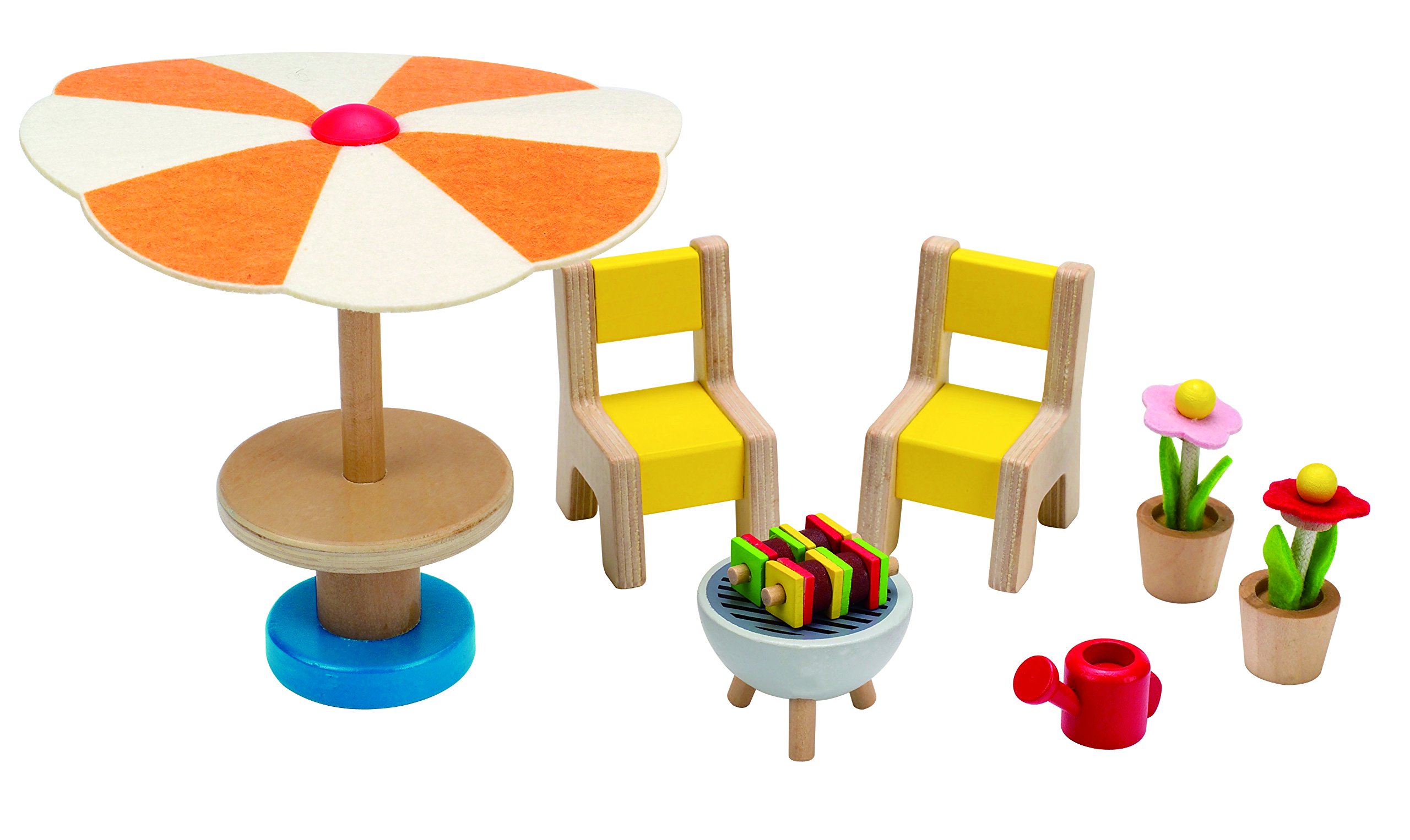 Hape Wooden Doll House Furniture Patio Set with Accessories