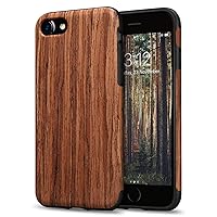 TENDLIN Compatible with iPhone SE 2022 Case (3rd Gen)/iPhone SE 2020 Case (2rd Gen)/iPhone 8 Case/iPhone 7 Case Wood Grain Outside Soft TPU Silicone Hybrid Slim Case (Red Sandalwood)