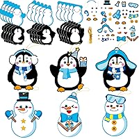 30 PCS Winter Christmas Craft Kits for Kids Holiday DIY Snowman Penguin Sticker Craft Ornament Xmas Art Craft for Party Home Class Game Activities…