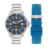Nautica Men's NAPKMF307 KOH May Bay Recycled Stainless Steel Bracelet & Light Blue Silicone Strap Watch