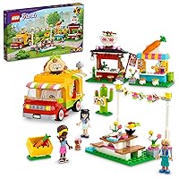 LEGO Friends Street Food Market 41701; New Food-Play Building Kit Promotes Imaginative Play; Includes Emma and Kitten Toy; Birthday Gift for Kids Aged 6+ (592 Pieces)