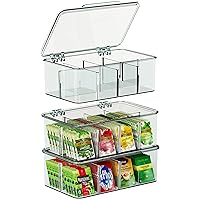 3 Pack Tea Bag Organizer - Stackable Tea Bag Storage Organizer with Lid - Tea bag holder For Kitchen Organizers and Storage, Multi-Functional Kitchen Organizer, Home organizer (Clear)