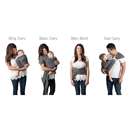 Kids N’ Such 4-in-1 Baby Wrap Carrier & Baby Sling Carrier for Infant, Charcoal Gray