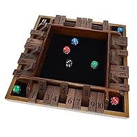 4 Player Shut The Box Dice Board Game with Walnut Stained Wood - 12 in.