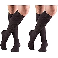 Truform Men's 15-20 mmHg Knee High Cushioned Athletic Support Compression Socks, Brown, Large (Pack of 2)