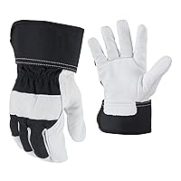 AWP Enhanced Comfort Work Gloves with Goatskin Leather Palms for Men and Women, Made with Genuine Cowhide Leather,X- Large, Black and White