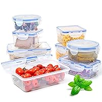Air Tight 16 Piece Plastic Food Storage Containers with Lids, Safe Lunch Box Set For DIshwasher and Microwave, Leak Proof Storage Containers For Food- BPA Free