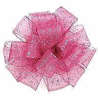Offray, Fuchsia Wired Edge Cosmic Glitz Craft Ribbon, 1 1/2-Inch x 9-Feet, 1 Count (Pack of 1)