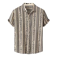 Hawaiian Shirt for Men,Men's Casual Short Sleeve Button Up Vintage Stripe Summer Hawaiian Beach Vacation Shirts