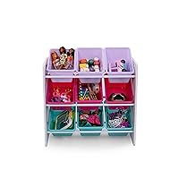 Forever Toy Storage Organizer with 9 Storage Bins, White/Pink/Purple/Aqua