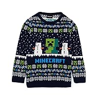 Minecraft Jumper Boys & Girls Creeper Knitted Long Sleeve Kids Christmas Sweater 9-10 Years