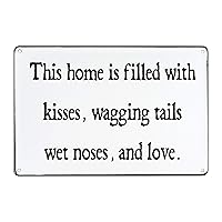 Creative Co-Op Kisses, Wagging Tails Wet Noses Black & White Enameled Metal Décor Wall Art