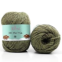 Off-The-Yak Extra Soft and Fluffy Wool Yarn for Knitting and Crocheting, Heavy Worsted/Aran Weight #4, 25% Yak, 50% Wool, 25% Acrylic, 3 Skeins per Pack, 360yds/300g (Olive Green)