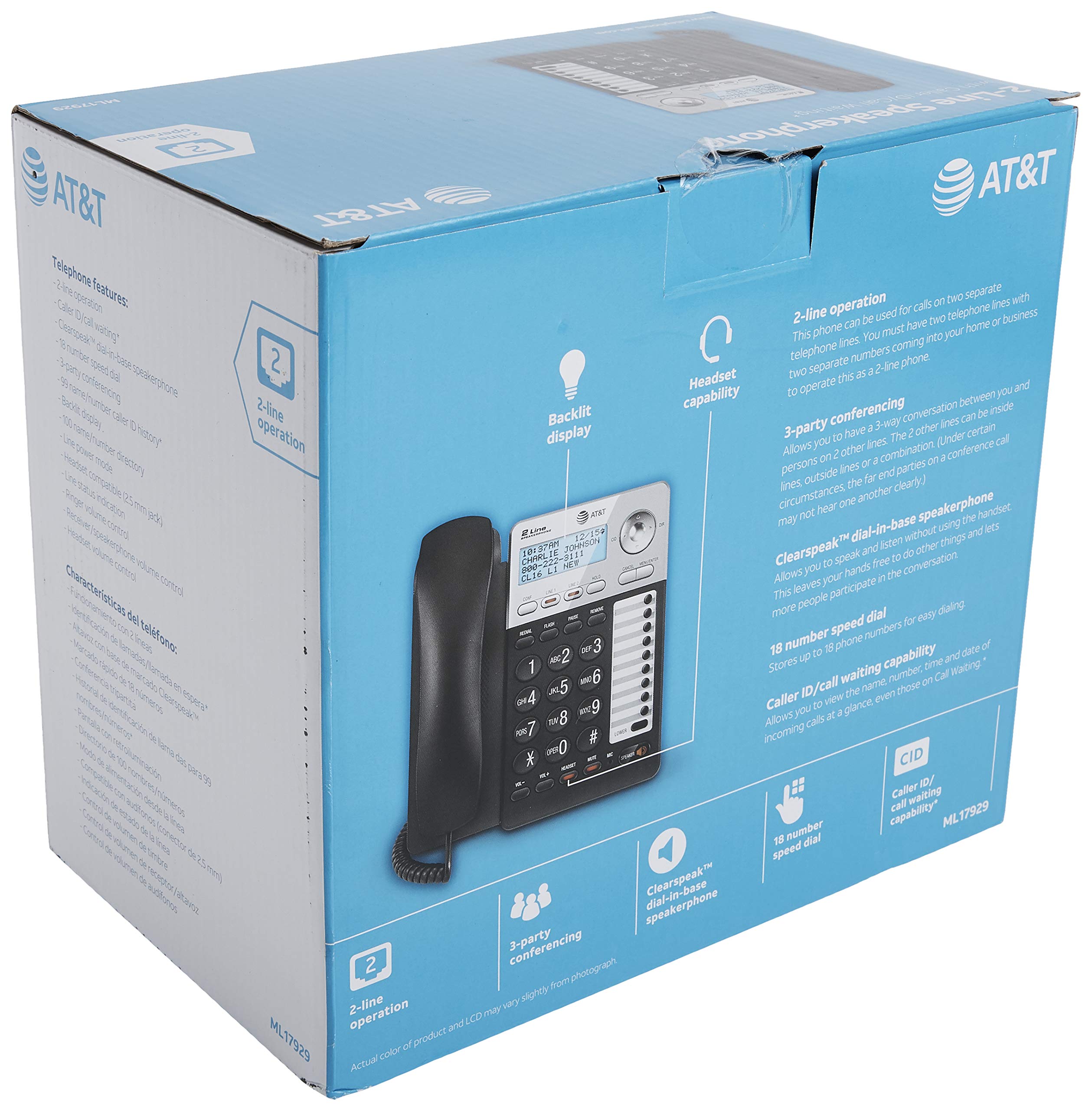 AT&T ML17929 2-Line Corded Telephone, Black
