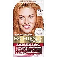 Excellence Creme Permanent Triple Care Hair Color, 8RB Medium Reddish Blonde, Gray Coverage For Up to 8 Weeks, All Hair Types, Pack of 1