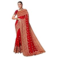 Indian Wedding Festival Karwa Chauth Women Sari Georgette Zari Embroidery Saree Blouse 2643