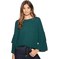 Womens Tiered-Sleeve Knit Blouse