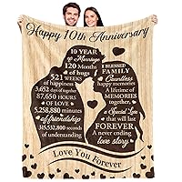 10 Year Anniversary Wedding Gifts for Wife Him Couples Blanket,10th Anniversary Wedding Gifts for Him Her Couple,10 Year Anniversary Tin Gifts,10 Year Anniversary Decorations,Throw Blanket 60