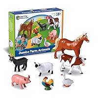 Learning Resources Jumbo Farm Animals, Animal Toy Set for Toddlers, 7 Pieces, Ages 18 Mos+