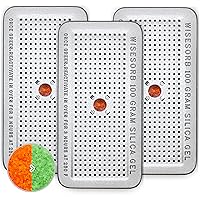 100 Gram 3 Pack Indicating Silica Gel Canister, Gun Safe Dehumidifier (Orange to Green), Reusable Desiccant Canister Dehumidifier
