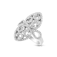 Sterling Silver Simulated Diamond Filigree Fleur De Lis Ring (Size 5-9)