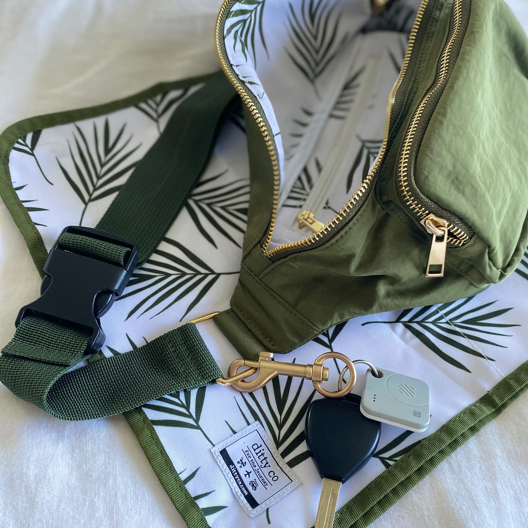 Ditty Co. Small Diaper Bag - Portable Changing Pad - Crossbody Bags For Women - Baby Wipe Holder - Baby Travel Essentials (Olive Green)