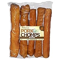 Pork Chomps Roasted Pork Skin Dog Chews, 8-inch Rolls, 5 Count