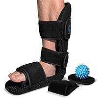 Z ATHLETICS Plantar Fasciitis Night Splint - Adjustable Foot Drop Support for Plantar Fascia Relief, Arch Pain, Achilles Tendonitis - Fits Women and Men (Black, Large)