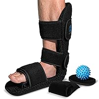 Z ATHLETICS Plantar Fasciitis Night Splint - Adjustable Foot Drop Support for Plantar Fascia Relief, Arch Pain, Achilles Tendonitis - Fits Women and Men (Black, Medium)