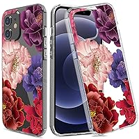 Non Slip Flower Clear Case for iPhone 12 Mini 5.4 Inch,Drop Protection Floral Design Phone Case for Women/Girls,Durable Slim Soft Protective TPU Silicone Bumper Cover Shell,Flower-28