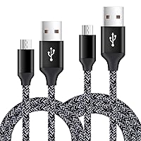 Short Micro USB Cable 2-Pack, 1.6+3FT Phone Charger Power Cords Android Fast Charging Cables Compatible with Samsung Galaxy J7 S6 S7 Edge J3,Note 3 4 5,Tablet S2 S4, LG Stylo 2/3 Plus