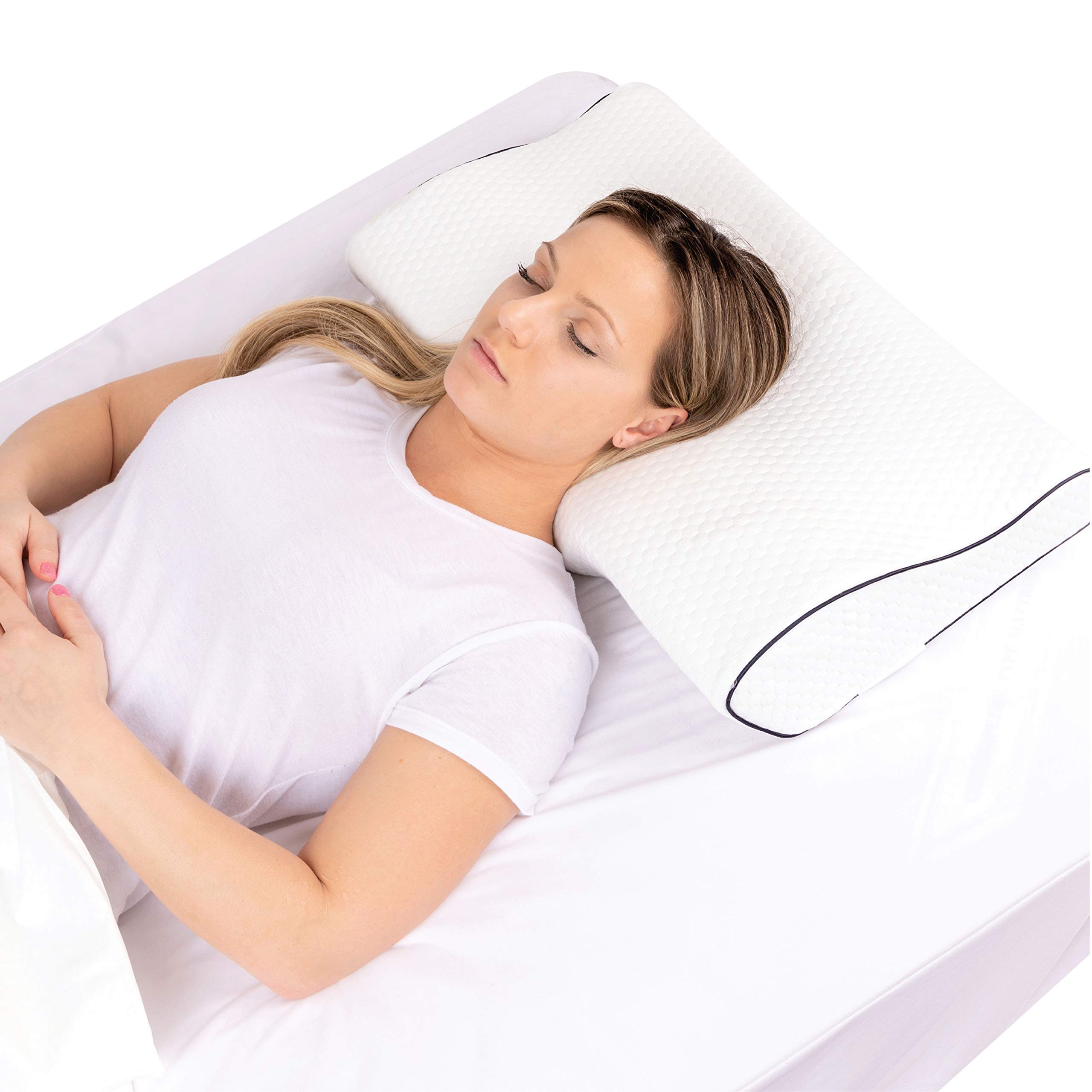 Healthy Spirit Contour Cervical Neck Pillow | Neck Pillow for Pain Relief Orthopedic Neck Support Shoulder Pain, White, 1 Count