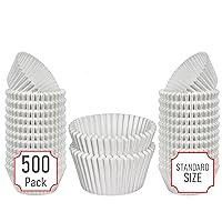 Mr Miracle Standard Size Baking Cups - Premium Quality, White, Grease-Proof, Oven & Microwave Safe Cupcake Liners - 500 Pack Paper Baking Cups for Muffins, Desserts & More