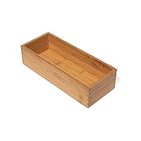 Lipper International Bamboo Utensil Holder Storage Box for Cooking Tools, Makeup, or Office Supplies, 5
