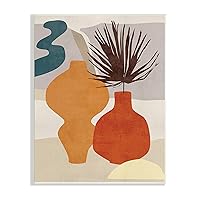 Stupell Industries Retro Decorated Vases Earth Tones Abstract Pottery, Designed by Melissa Wang Wall Plaque, 13 x 19, Orange