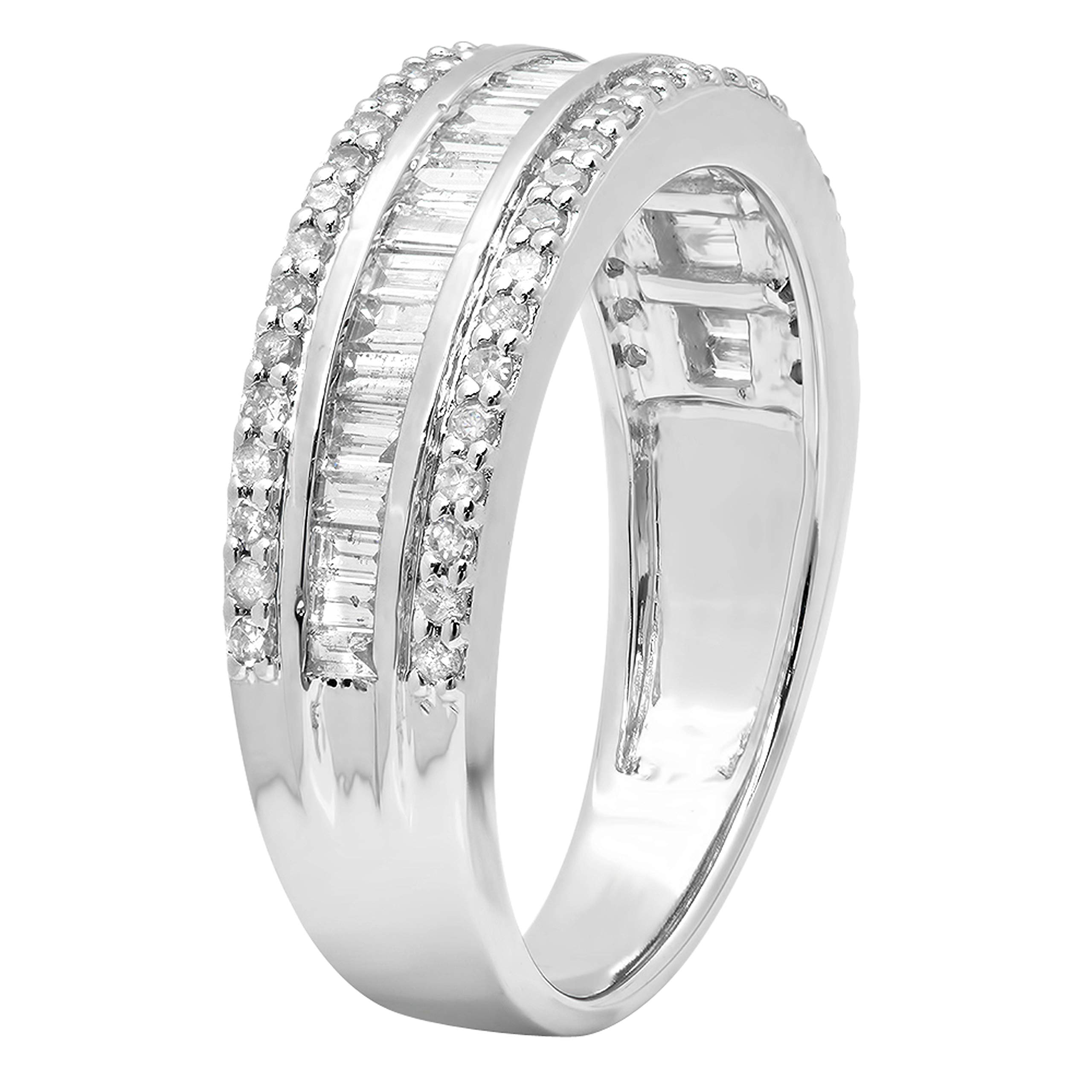 Dazzlingrock Collection 0.95 Carat (ctw) Round & Baguette White Diamond Mens Anniversary Wedding Band 1 CT, Available in Metal 10K/14K/18K Gold