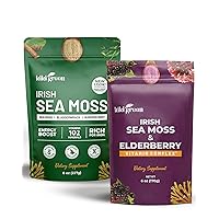Sea Moss Powder Bundle - Immune Support Superfood Complex 8 oz, 6 oz - Raw Sea Moss, Burdock Root, Bladderwrack, Elderberry Extract - for Immunity Boost, Energy & Health Support