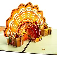 Ribbli Turkey Thanksgiving Card, 3D Pop Up Greeting Card, Fall Thank You Card, Happy Holiday for Kids Employees Children Grandson Granddaughter Husband Wife Him Her, with Envelope
