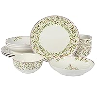Gibson Home Tree Festival Double Dinnerware Set, Service for Four (12pcs)