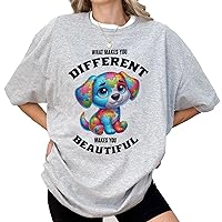 Generic DuminApparel What Makes You Different Cute Dog Mom Autism Child Awareness T-Shirt Multicolor