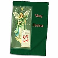 3dRose Image of Victorian Angel with Dec 25 and Merry Christmas - Towels (twl-234684-1)