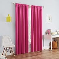 ECLIPSE Kendall Modern Blackout Thermal Rod Pocket Window Curtain for Bedroom or Living Room (1 Panel), 42 X 63, Raspberry