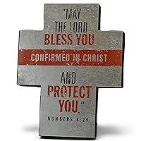 Confirmed in Christ Galvanized Red 7 Inch Metal Cross Figurine