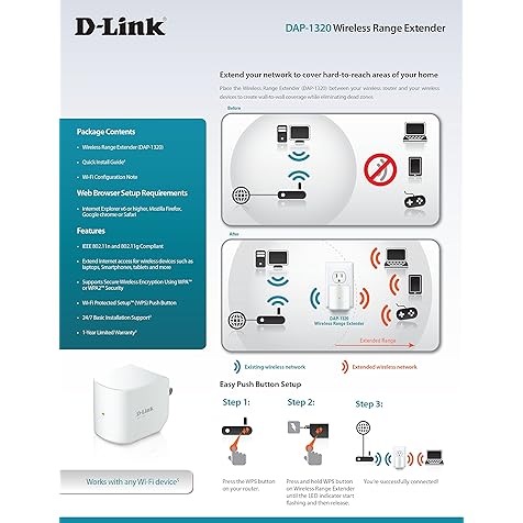 D-Link Wireless N 300 Mbps Compact Wi-Fi Range Extender (DAP-1320) (Discontinued by Manufacturer)