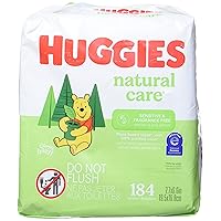 Huggies Natural Care Fragrance Free Baby Wipes, 552 Total Wipes 184 Count (Pack of 3), Packaging May Vary