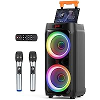 JYX Karaoke Machine with 2 Wireless Microphones for Adults, 8