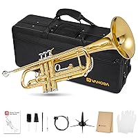 Gloves Stand 7C Mouthpiece Vangoa Bb Trumpet Standard Brass Purple Trumpet for Beginners Students with Hard Case Valve Oil and Cleaning Kit 