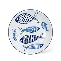 Abbott Collection Home and Kitchen Décor - Round Shallow Porcelain Serving Dish, 4