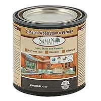 SamaN Interior One Step Wood Seal, Stain and Varnish – Oil Based Odorless Dye - Protection for Furniture and Fine Wood (Charcoal SAM-320, 8 oz)